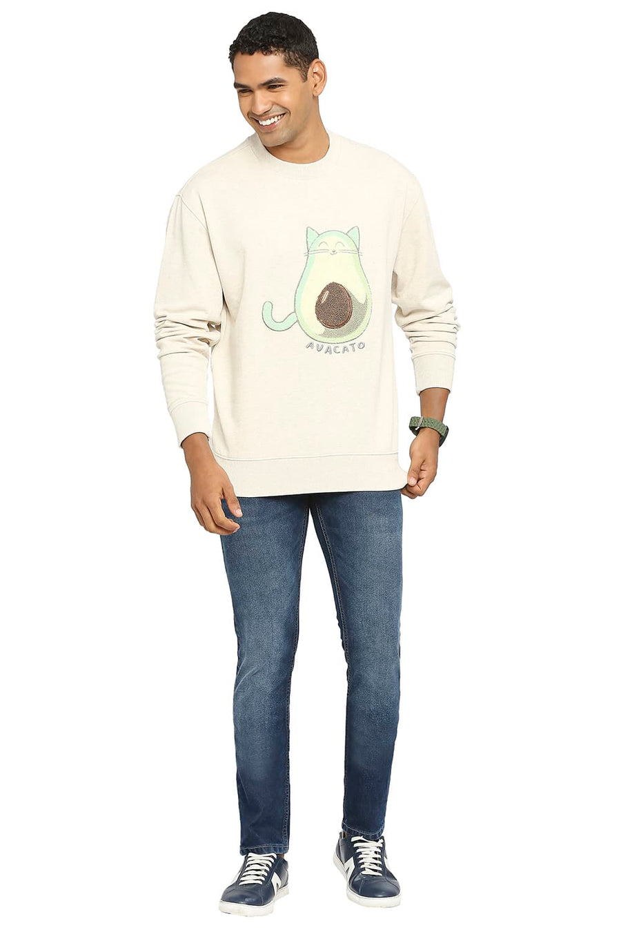 BASICS COMFORT FIT PAPYRUS COTTON NON BRUSHED FLEECE PULLOVER SWEATSHIRT