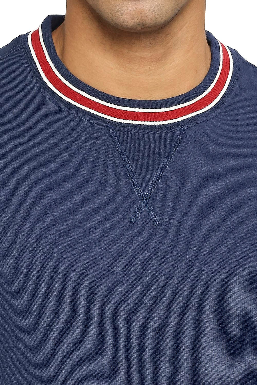 BASICS COMFORT FIT DRESS BLUES COTTON NON BRUSHED FLEECE PULLOVER SWEATSHIRT