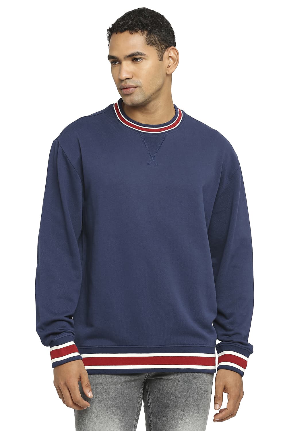 BASICS COMFORT FIT COTTON NON BRUSHED FLEECE PULLOVER SWEATSHIRT