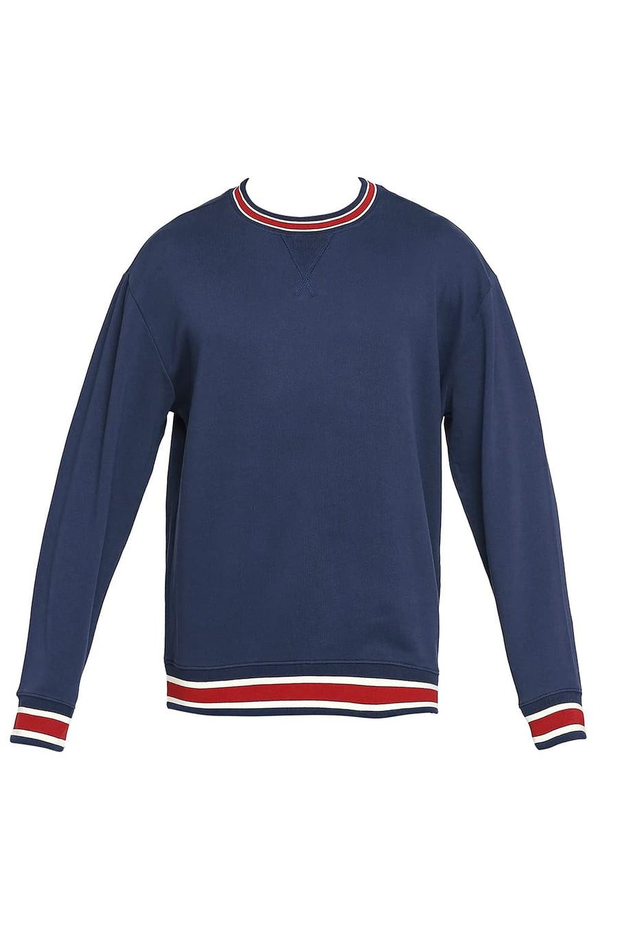 BASICS COMFORT FIT DRESS BLUES COTTON NON BRUSHED FLEECE PULLOVER SWEATSHIRT