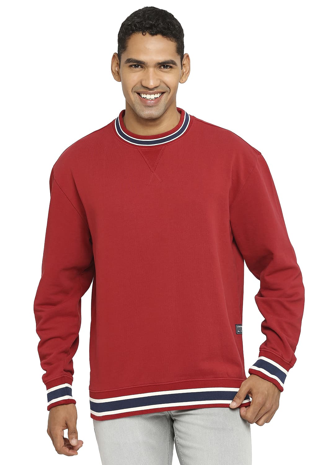 BASICS COMFORT FIT COTTON NON BRUSHED FLEECE PULLOVER SWEATSHIRT