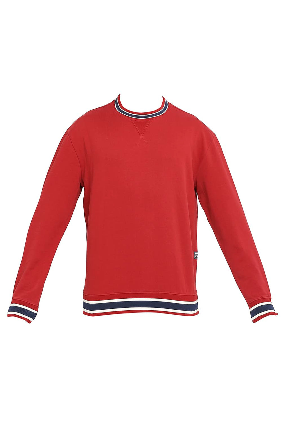 BASICS COMFORT FIT KARANDA RED COTTON NON BRUSHED FLEECE PULLOVER SWEATSHIRT