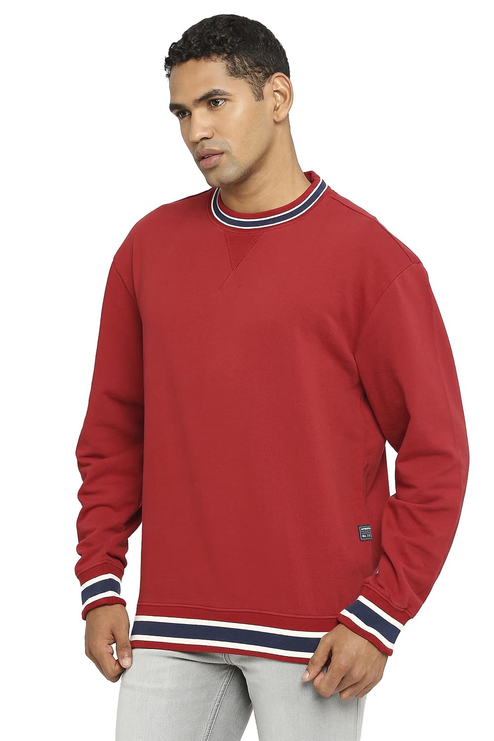 BASICS COMFORT FIT COTTON NON BRUSHED FLEECE PULLOVER SWEATSHIRT