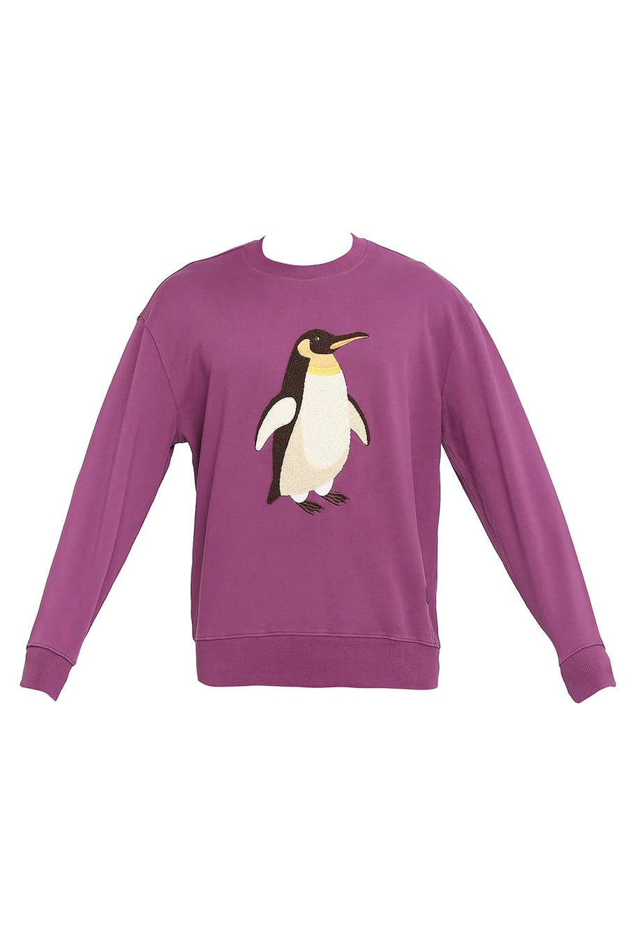 BASICS COMFORT FIT PURPLE PASSION COTTON NON BRUSHED FLEECE PULLOVER SWEATSHIRT