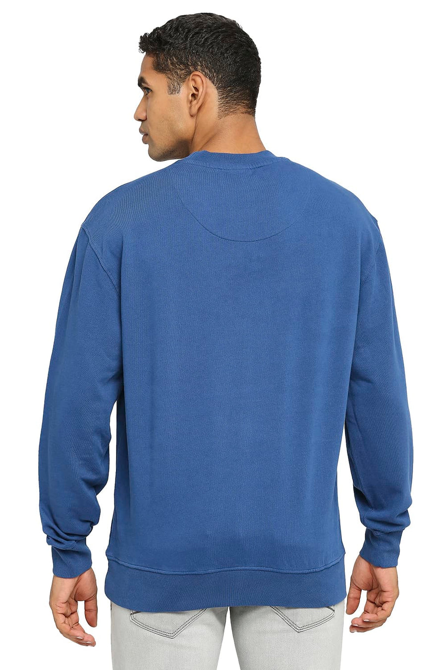 BASICS COMFORT FIT BLUE OPAL COTTON NON BRUSHED FLEECE PULLOVER SWEATSHIRT