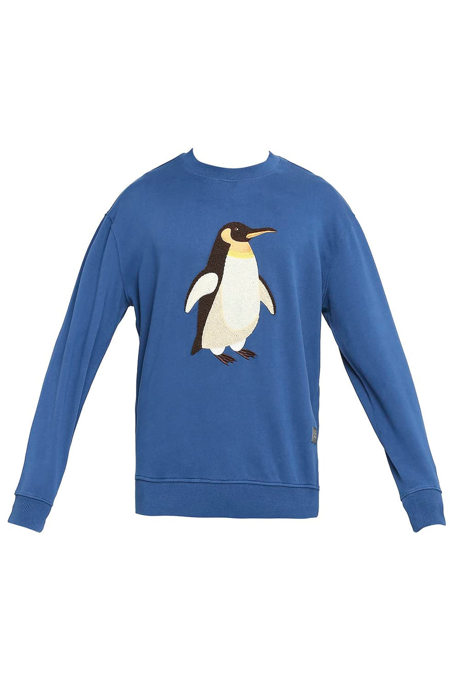 BASICS COMFORT FIT BLUE OPAL COTTON NON BRUSHED FLEECE PULLOVER SWEATSHIRT