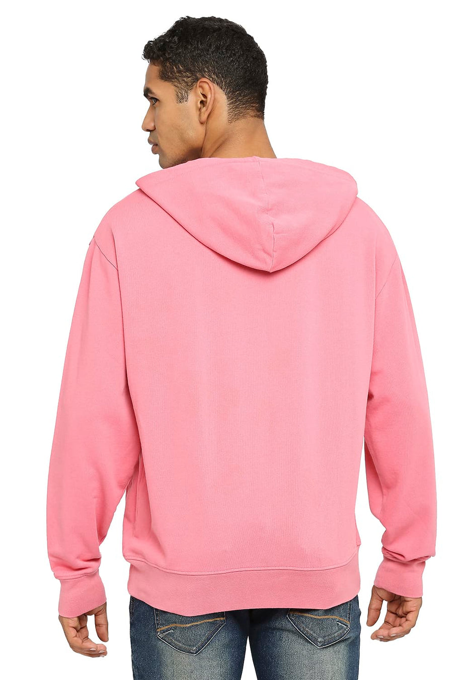 BASICS COMFORT FIT DESERT ROSE COTTON NON BRUSHED FLEECE HOOD PULLOVER SWEATSHIRT