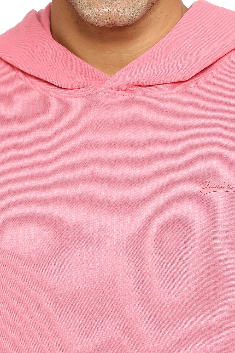 BASICS COMFORT FIT DESERT ROSE COTTON NON BRUSHED FLEECE HOOD PULLOVER SWEATSHIRT