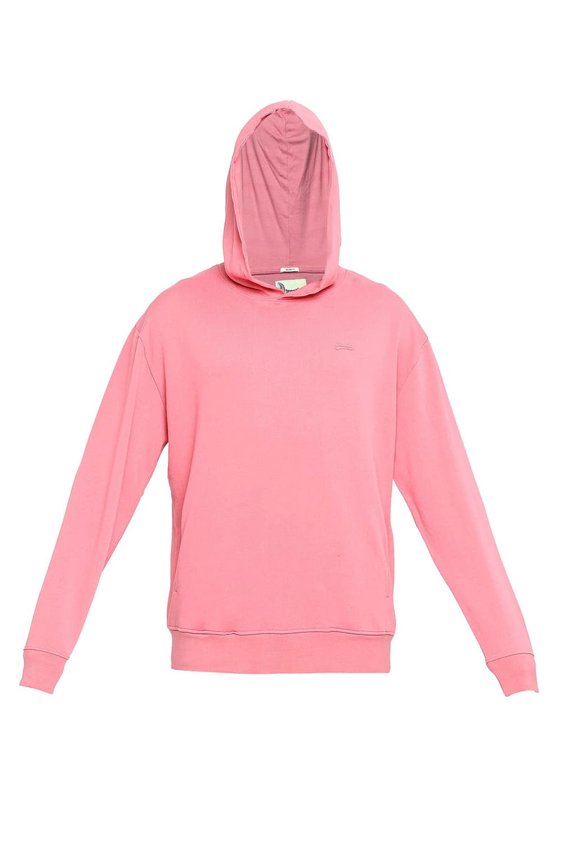 BASICS COMFORT FIT COTTON NON BRUSHED FLEECE HOOD PULLOVER SWEATSHIRT