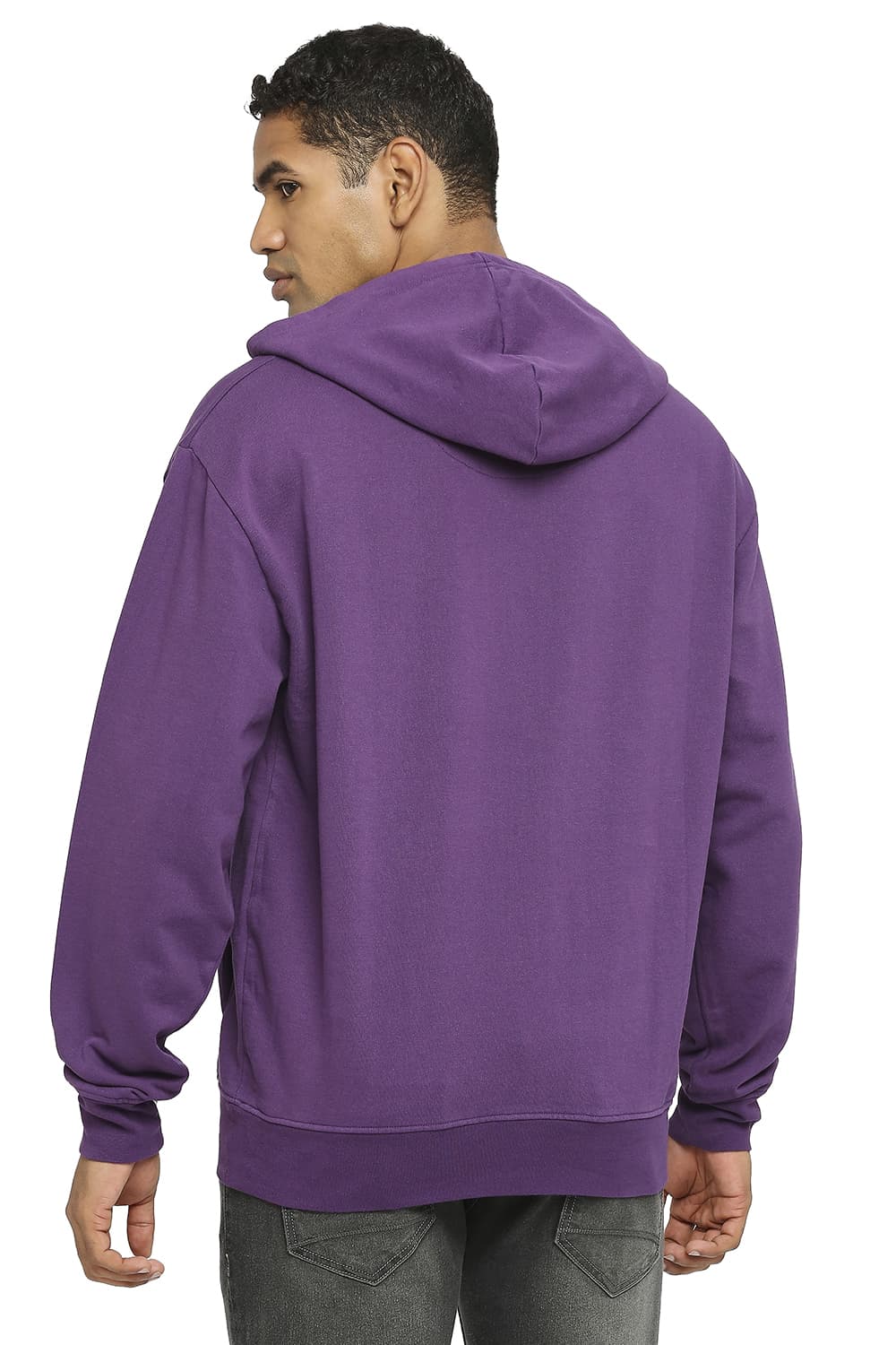 BASICS COMFORT FIT COTTON NON BRUSHED FLEECE HOOD PULLOVER SWEATSHIRT