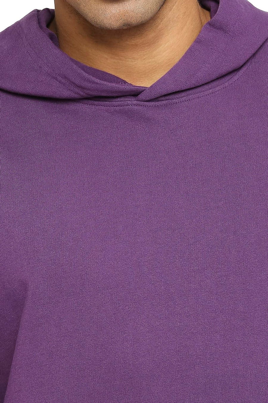 BASICS COMFORT FIT GRAPE ROYALE COTTON NON BRUSHED FLEECE HOOD PULLOVER SWEATSHIRT
