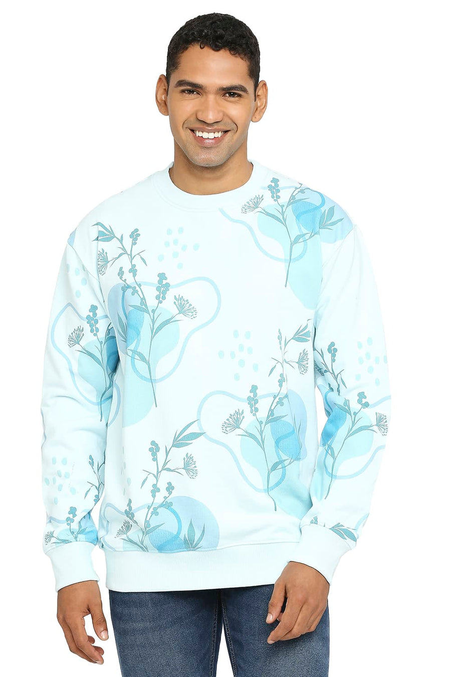 BASICS COMFORT FIT SALTWATER SLIDE COTTON NON BRUSHED FLEECE PRINTED PULLOVER SWEATSHIRT