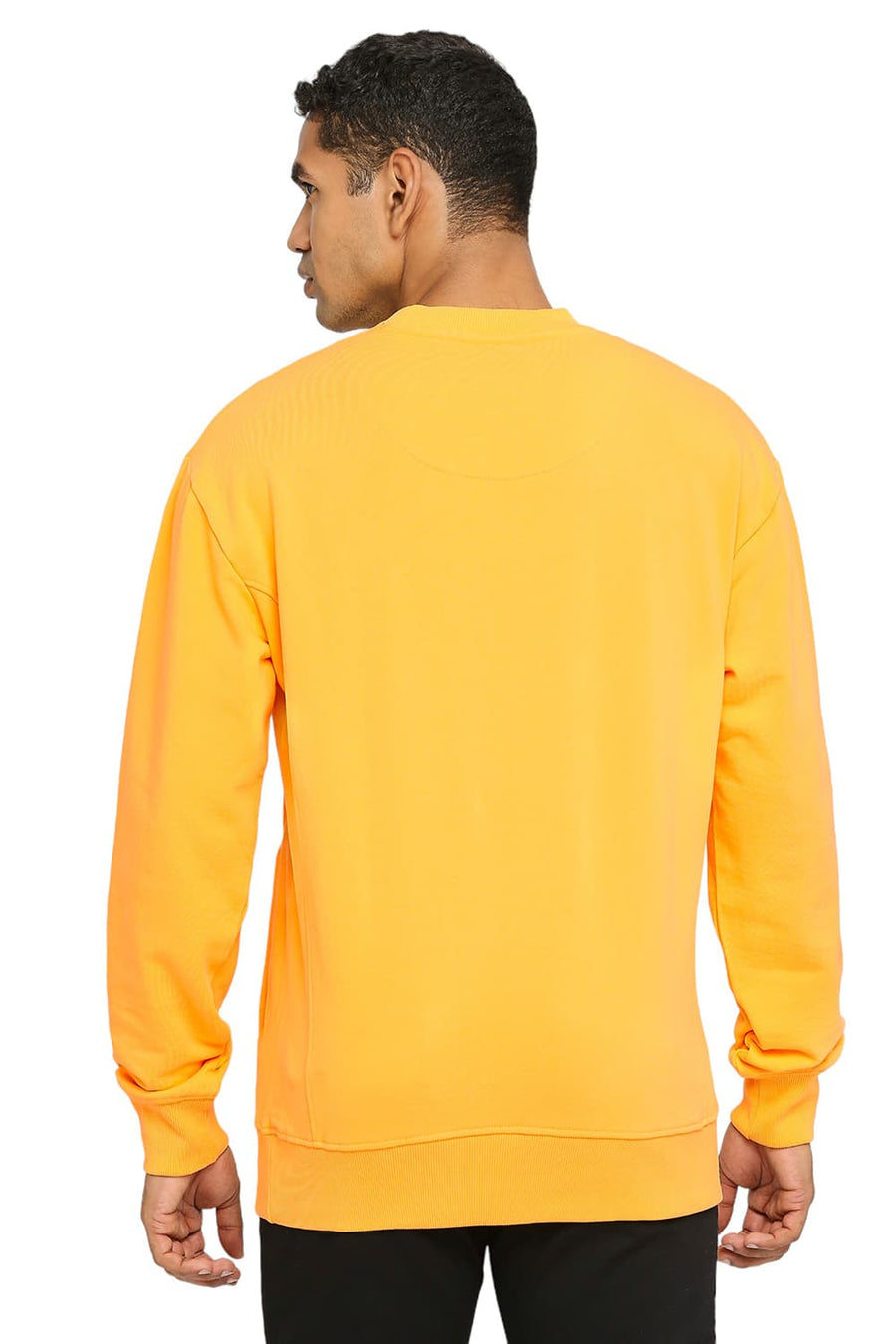 BASICS COMFORT FIT PALE MARIGOLD COTTON NON BRUSHED FLEECE PULLOVER SWEATSHIRT