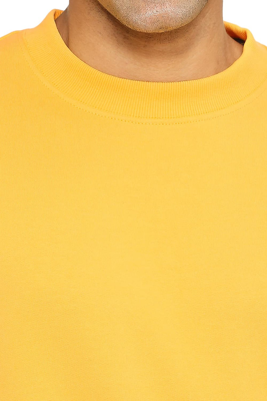 BASICS COMFORT FIT PALE MARIGOLD COTTON NON BRUSHED FLEECE PULLOVER SWEATSHIRT