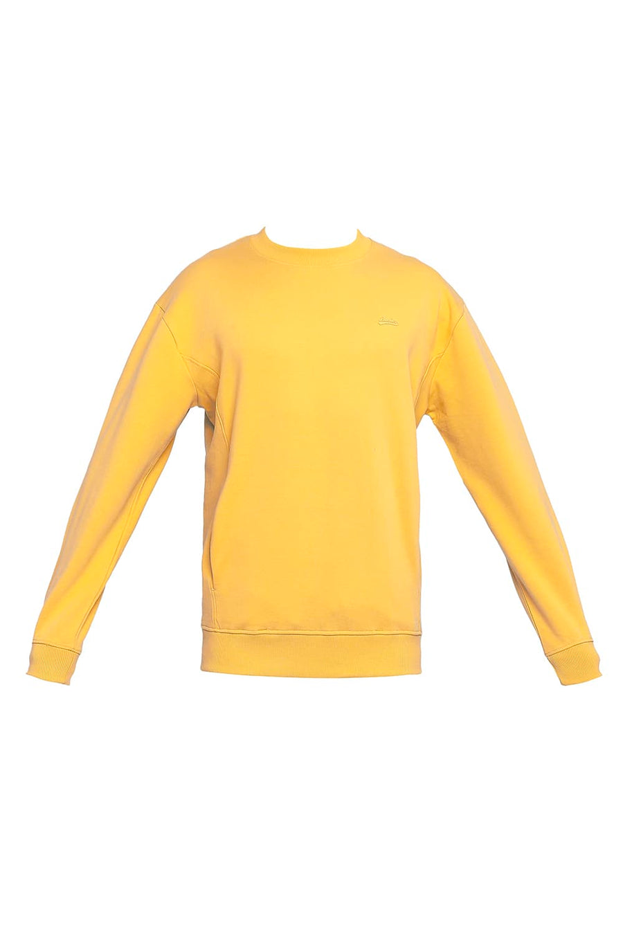 BASICS COMFORT FIT PALE MARIGOLD COTTON NON BRUSHED FLEECE PULLOVER SWEATSHIRT