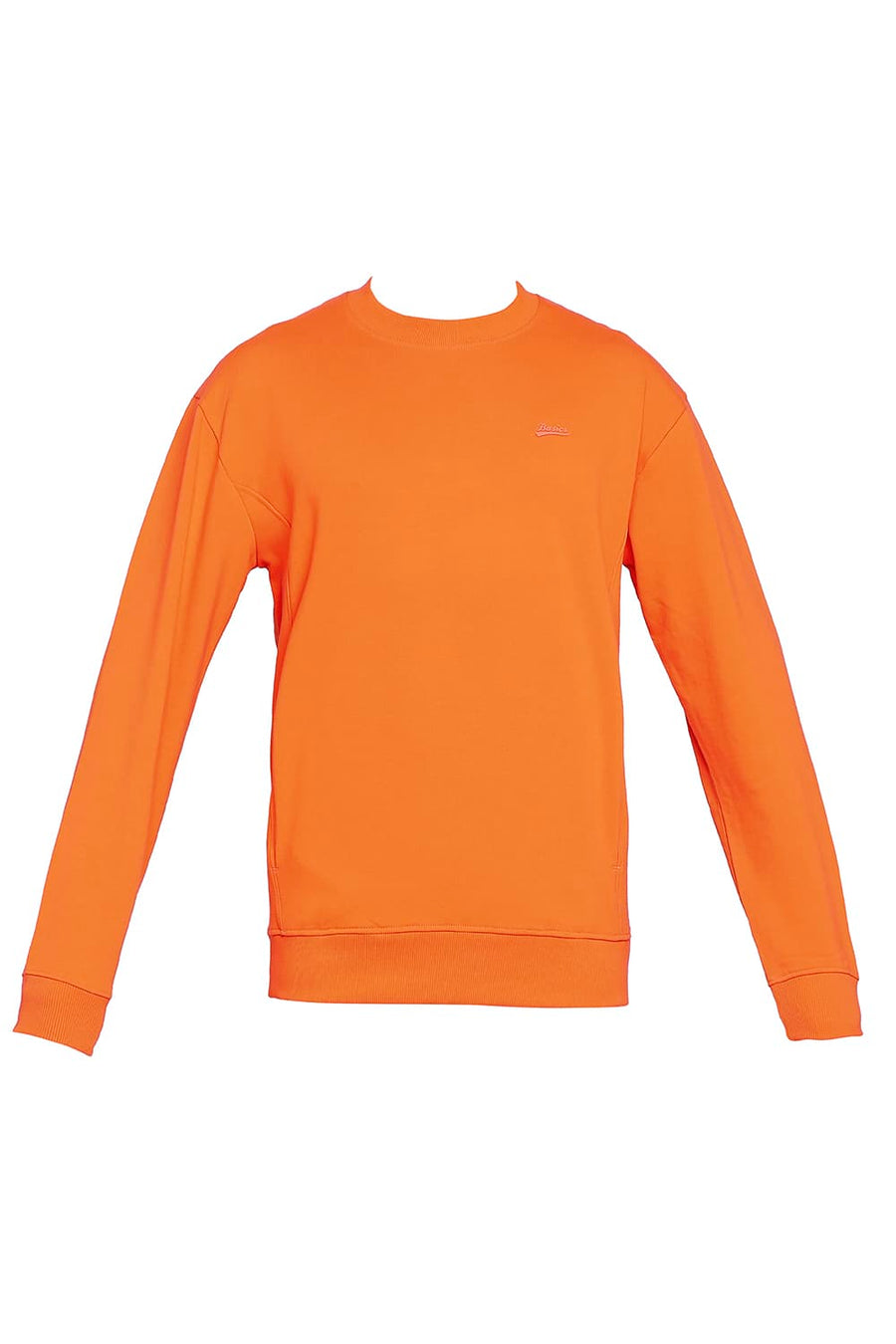 BASICS COMFORT FIT VIBRANT ORANGE COTTON NON BRUSHED FLEECE PULLOVER SWEATSHIRT