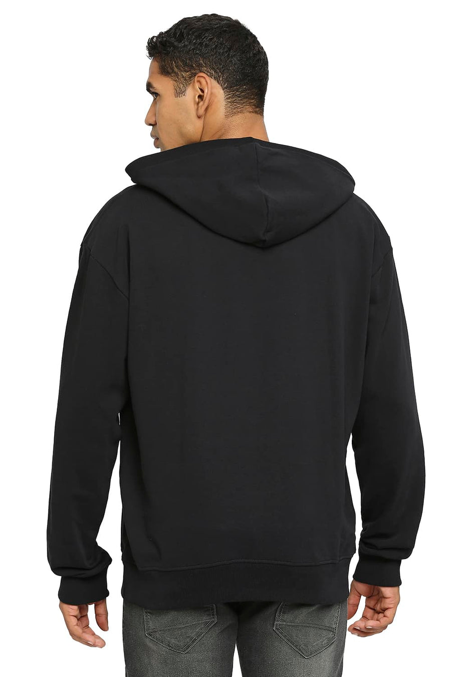 BASICS COMFORT FIT BLACK BEAUTY COTTON NON BRUSHED FLEECE HOOD PULLOVER SWEATSHIRT