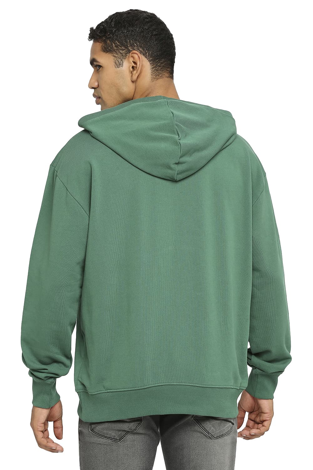 BASICS COMFORT FIT COTTON NON BRUSHED FLEECE HOOD PULLOVER SWEATSHIRT