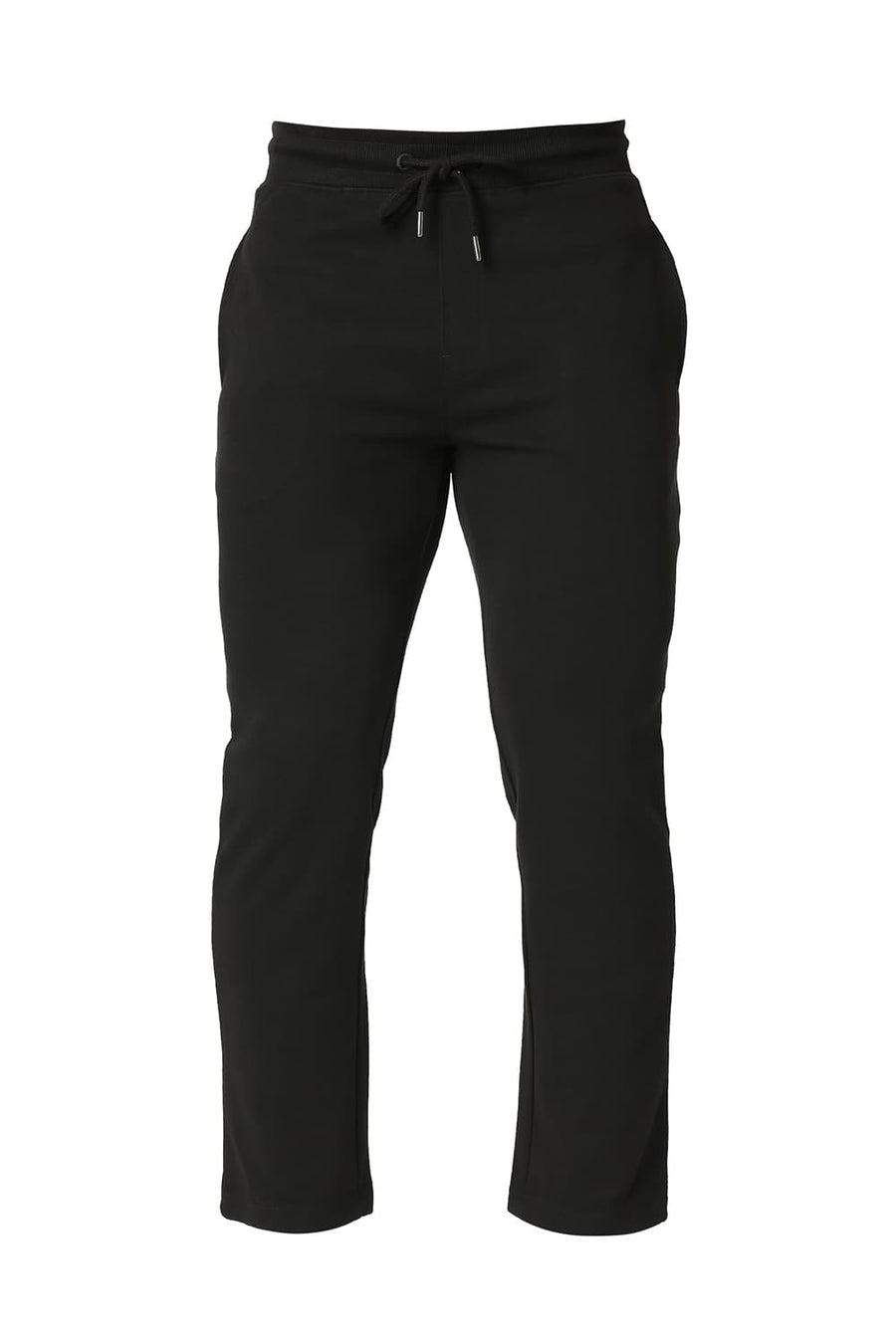 BASICS SLIM FIT JET BLACK COTTON POLYESTER TRACK PANT