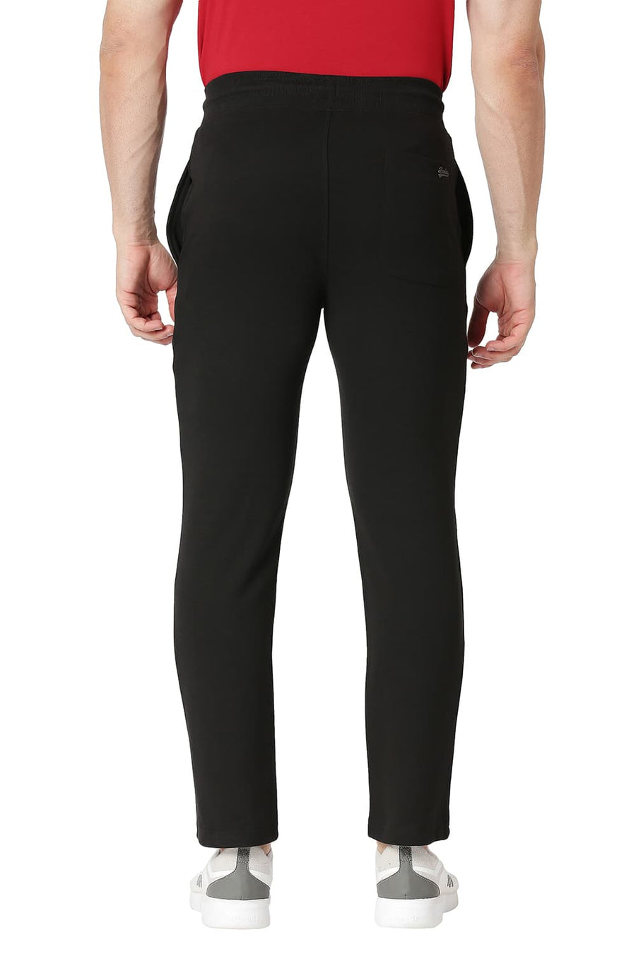 BASICS SLIM FIT JET BLACK COTTON POLYESTER TRACK PANT