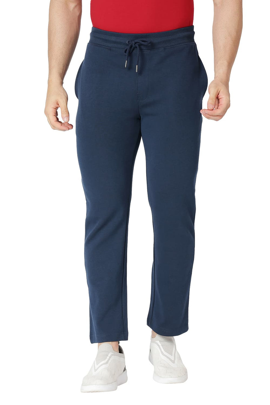 BASICS SLIM FIT DRESS BLUE COTTON POLYESTER TRACK PANT