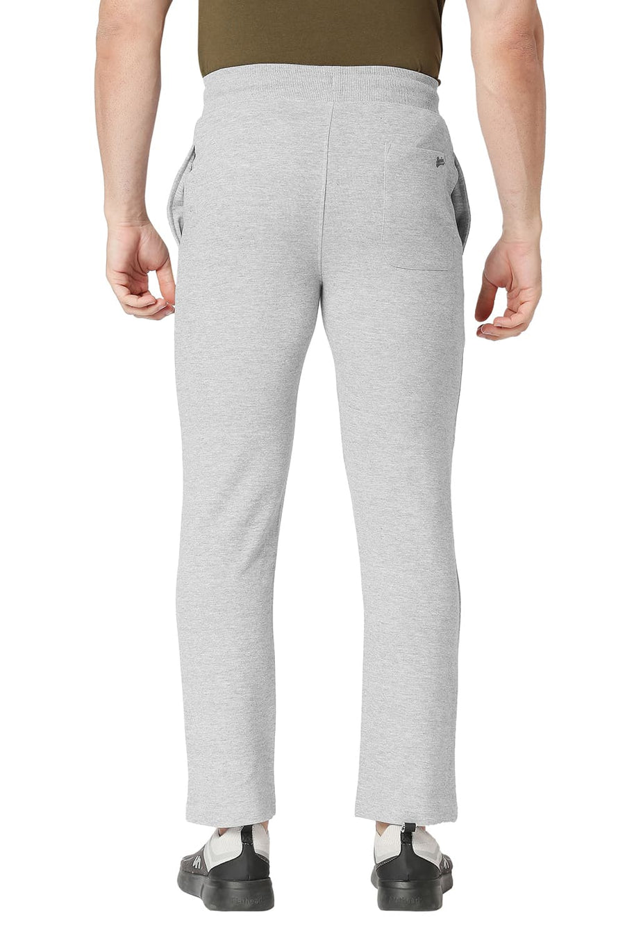 BASICS SLIM FIT GREY MELANGE COTTON POLYESTER TRACK PANT