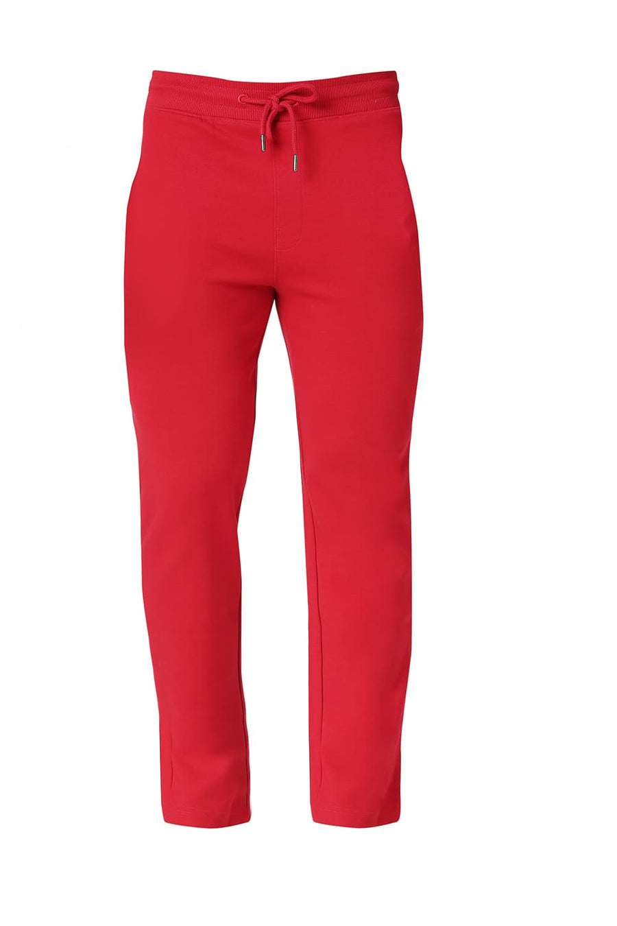 BASICS SLIM FIT RECING RED COTTON POLYESTER TRACK PANT