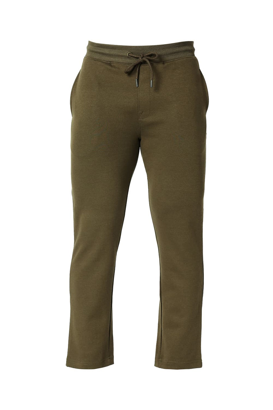 BASICS SLIM FIT OIL GREEN COTTON POLYESTER TRACK PANT
