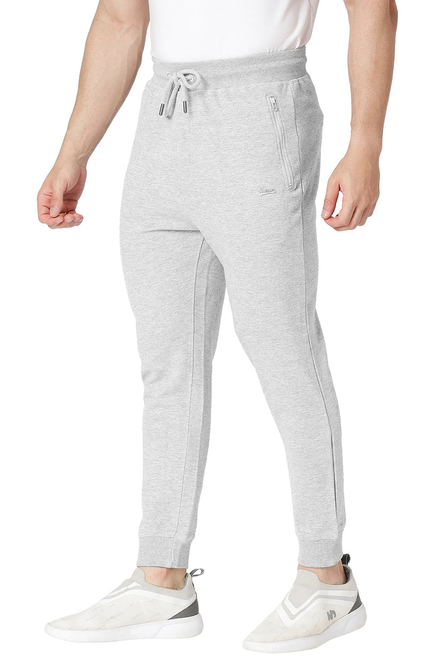 BASICS JOGGER FIT GREY MELANGE COTTON POLYESTER TRACK PANT