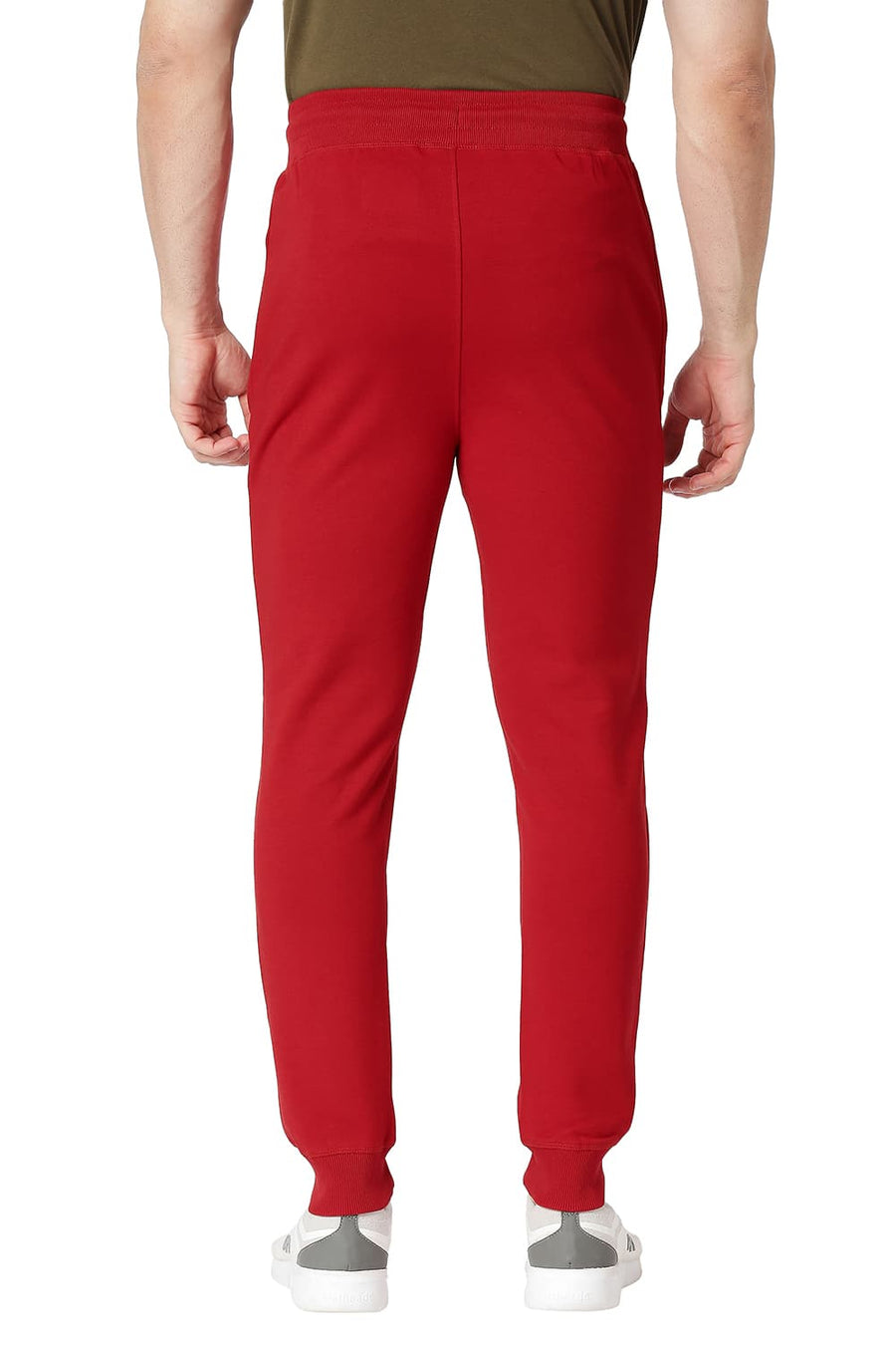BASICS JOGGER FIT RECING RED COTTON POLYESTER TRACK PANT