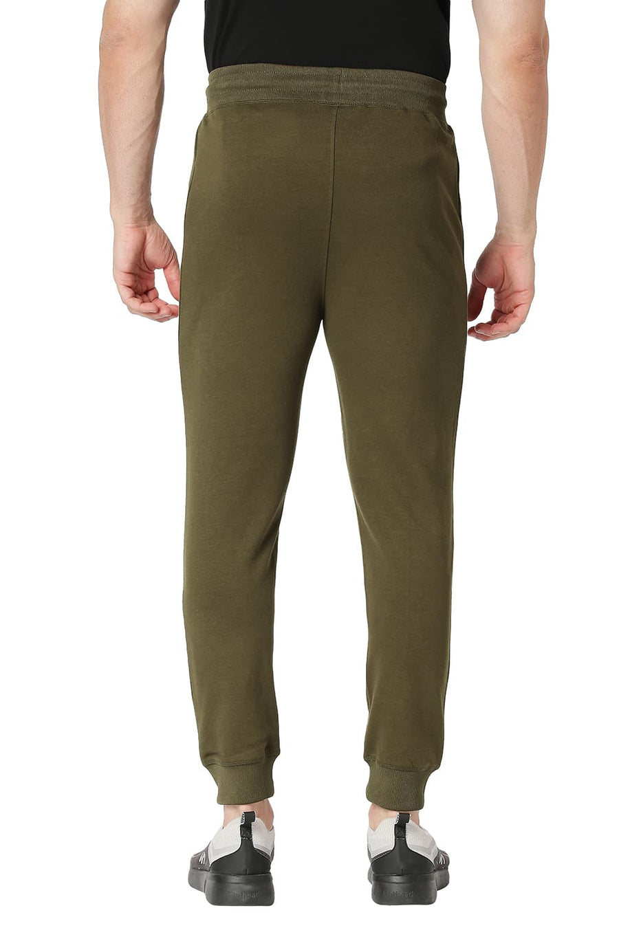 BASICS JOGGER FIT OIL GREEN COTTON POLYESTER TRACK PANT