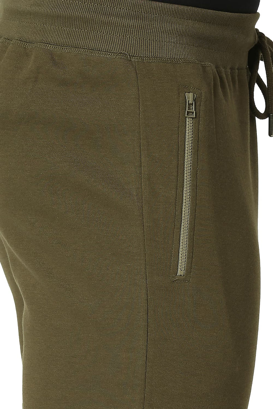 BASICS JOGGER FIT OIL GREEN COTTON POLYESTER TRACK PANT