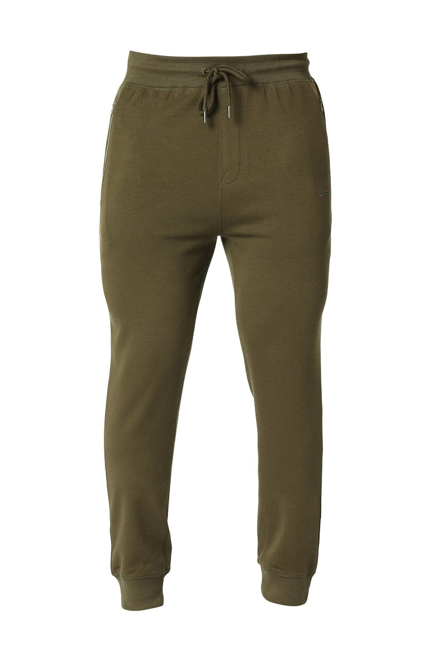 BASICS JOGGER FIT OIL GREEN COTTON POLYESTER TRACK PANT