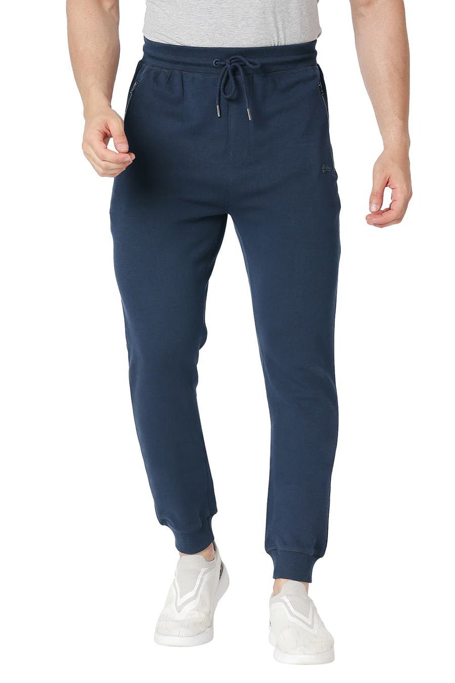 BASICS JOGGER FIT DRESS BLUE COTTON POLYESTER TRACK PANT