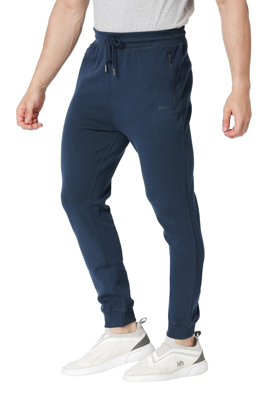 BASICS JOGGER FIT DRESS BLUE COTTON POLYESTER TRACK PANT