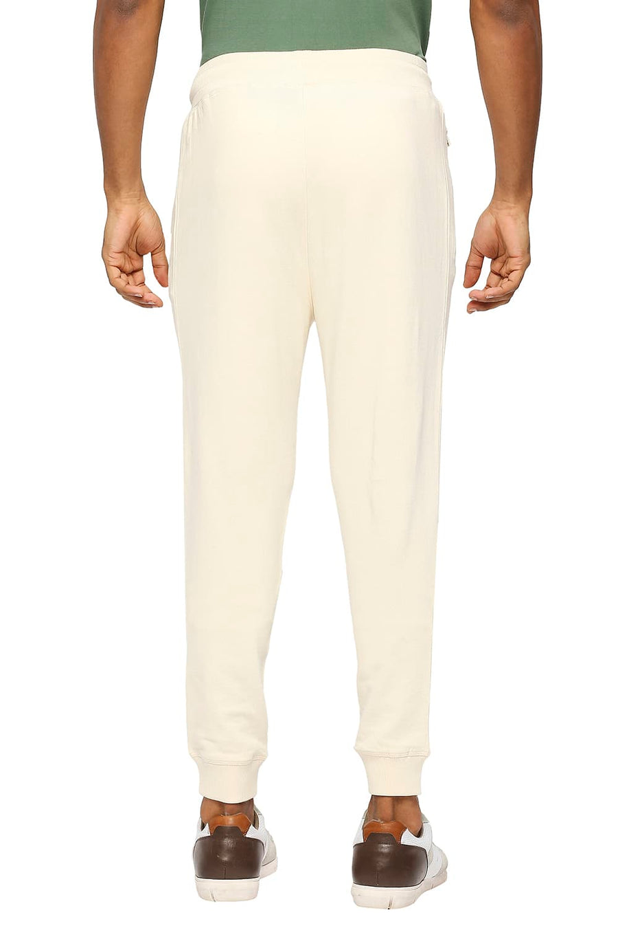 BASICS JOGGER FIT PEARLED IVORY COTTON TRACK PANT