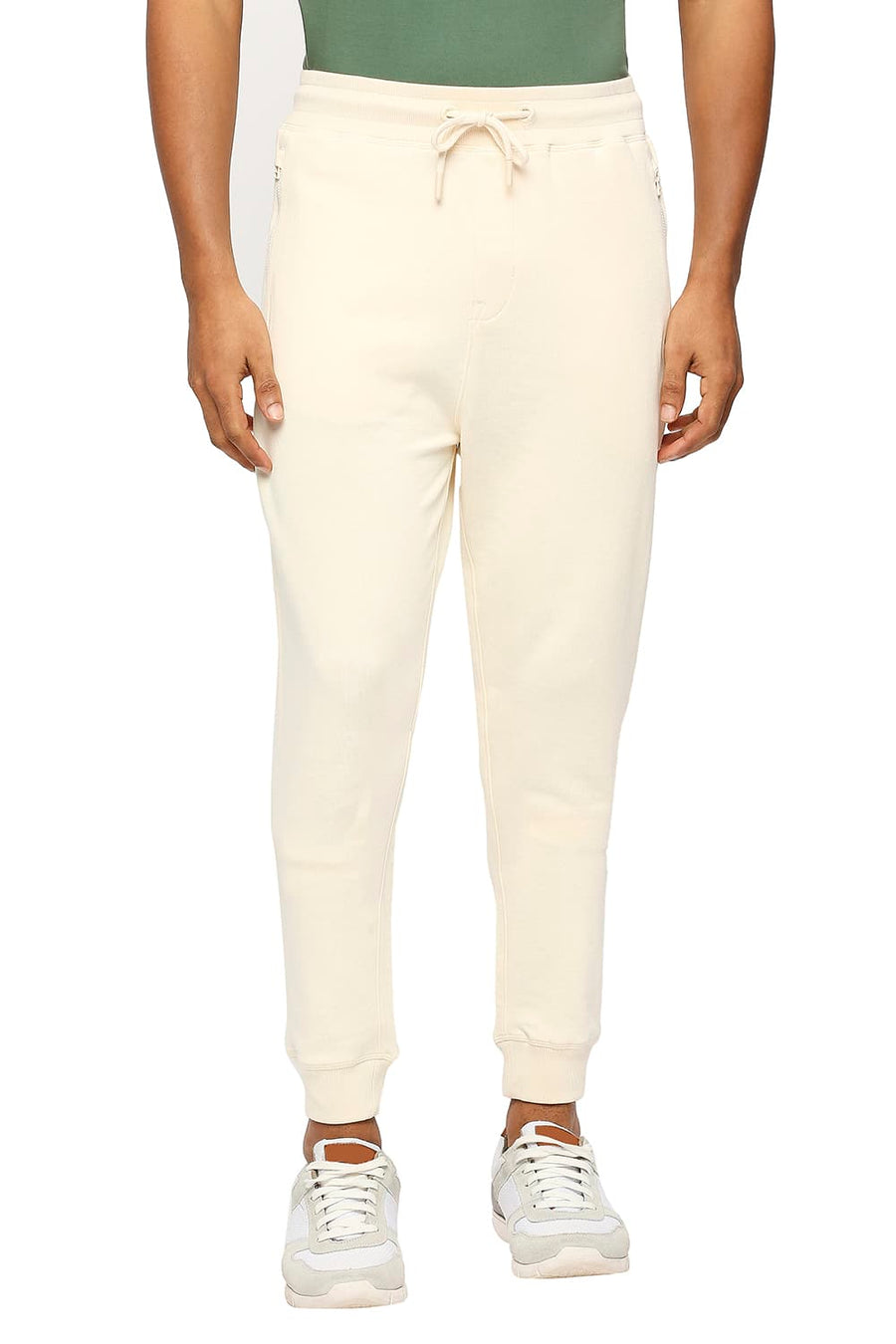 BASICS JOGGER FIT PEARLED IVORY COTTON TRACK PANT