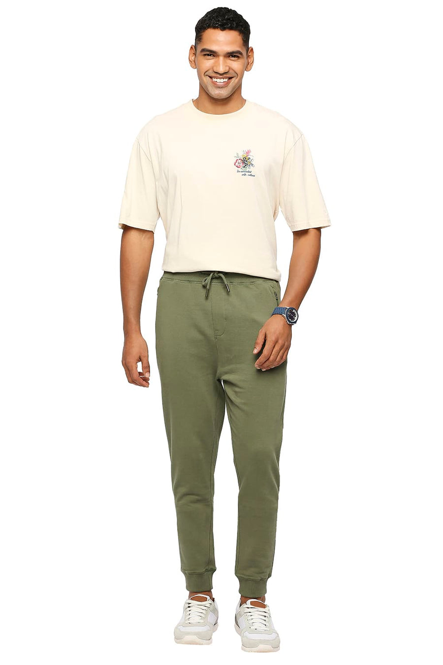 BASICS JOGGER FIT FOUR LEAF CLOVER COTTON TRACK PANT