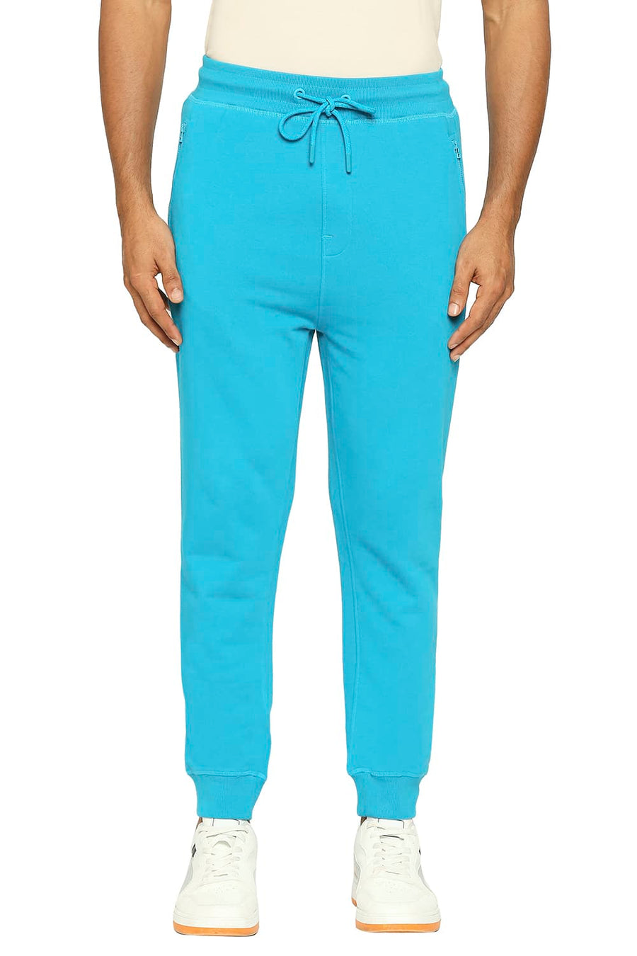 BASICS JOGGER FIT ENAMEL BLUE COTTON TRACK PANT