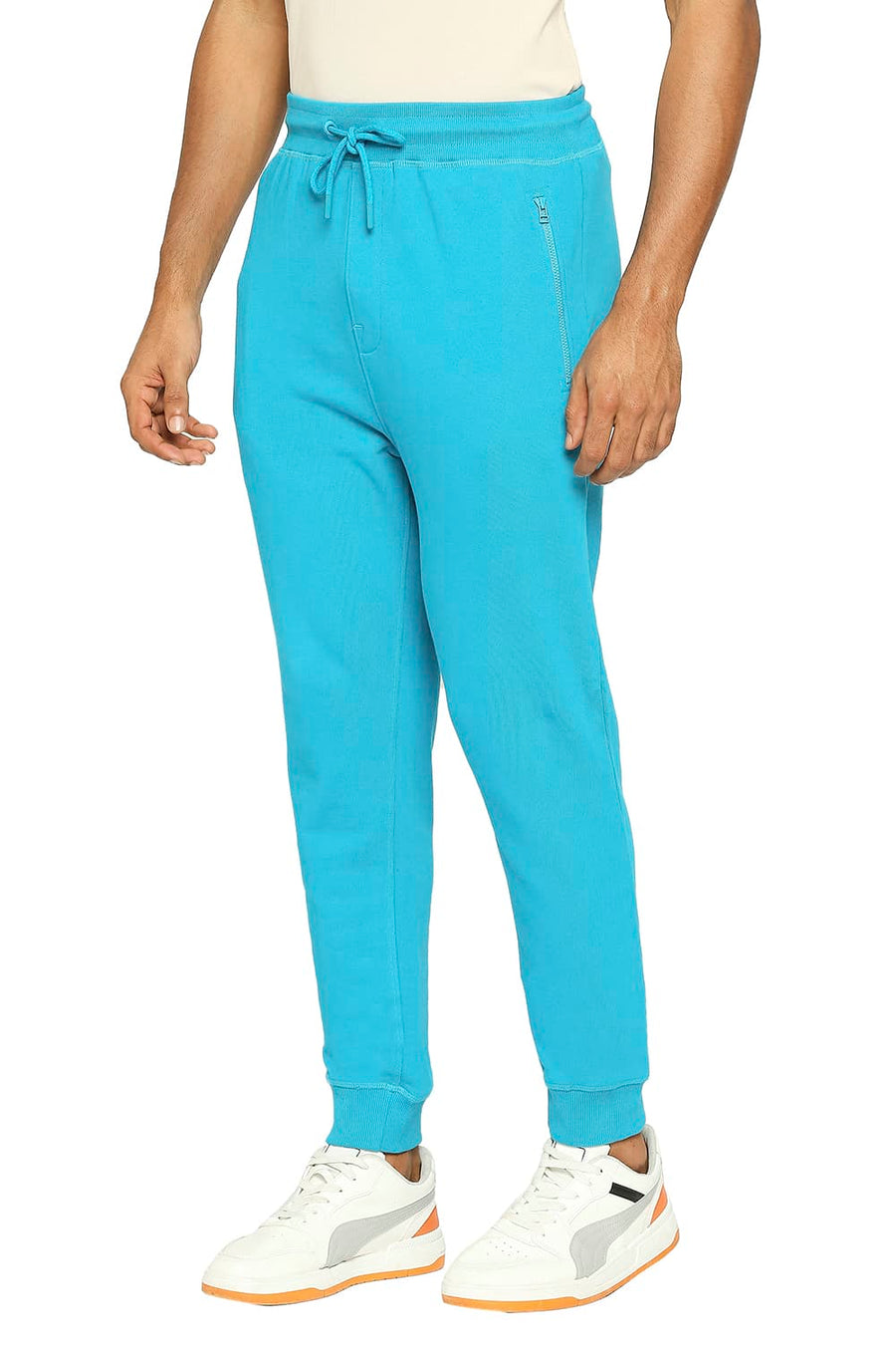 BASICS JOGGER FIT ENAMEL BLUE COTTON TRACK PANT