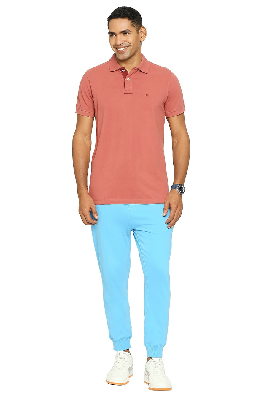 BASICS JOGGER FIT LICHEN BLUE COTTON TRACK PANT
