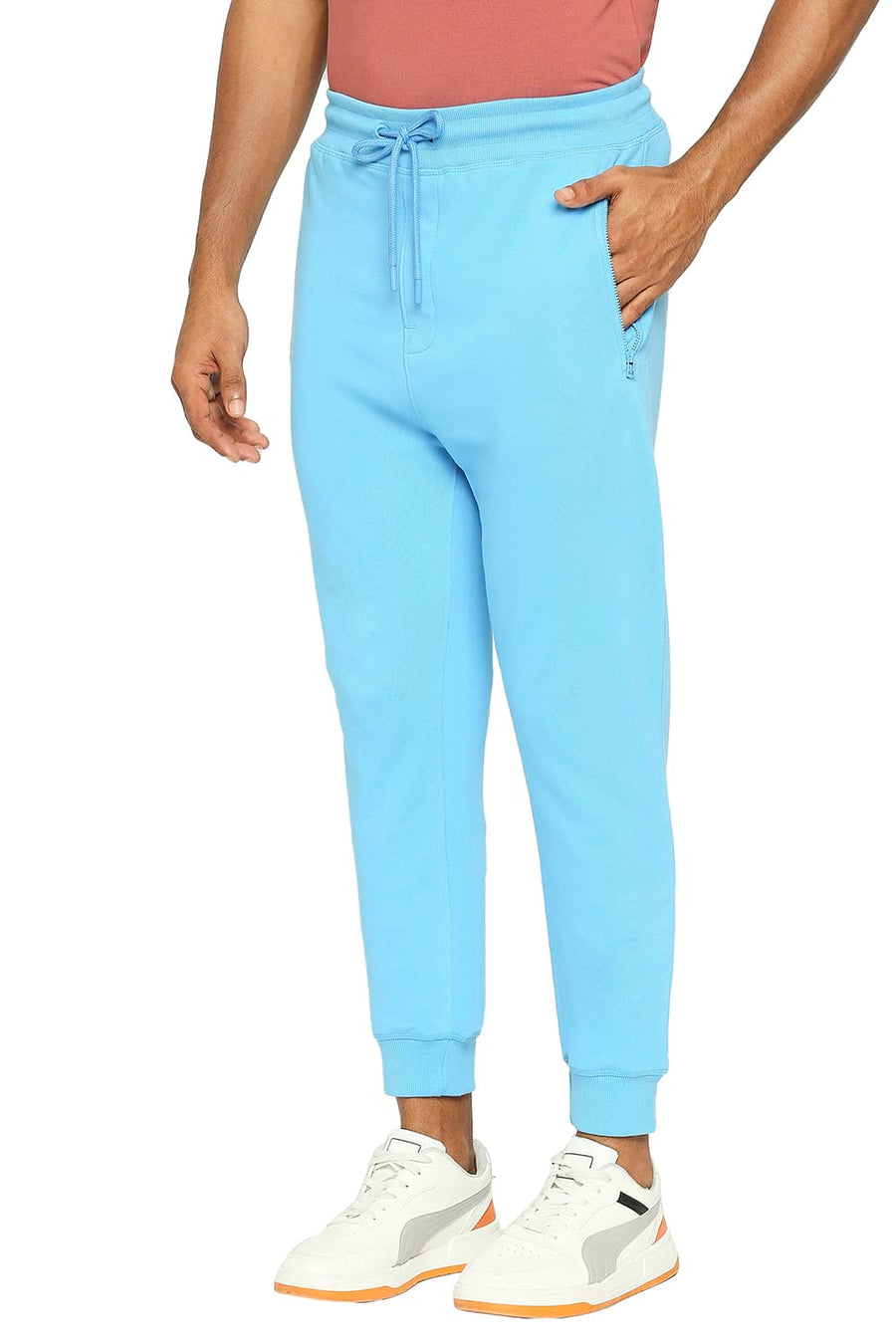 BASICS JOGGER FIT LICHEN BLUE COTTON TRACK PANT