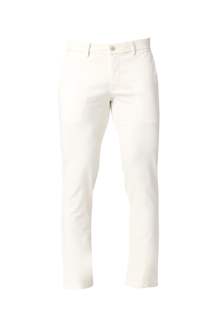 BASICS TAPERED FIT TOFU ECRU COTTON STRETCH TROUSERS