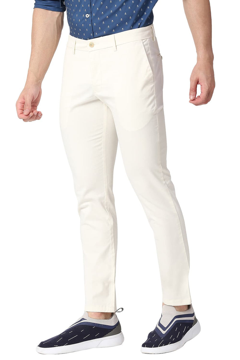 BASICS TAPERED FIT COTTON STRETCH TROUSERS