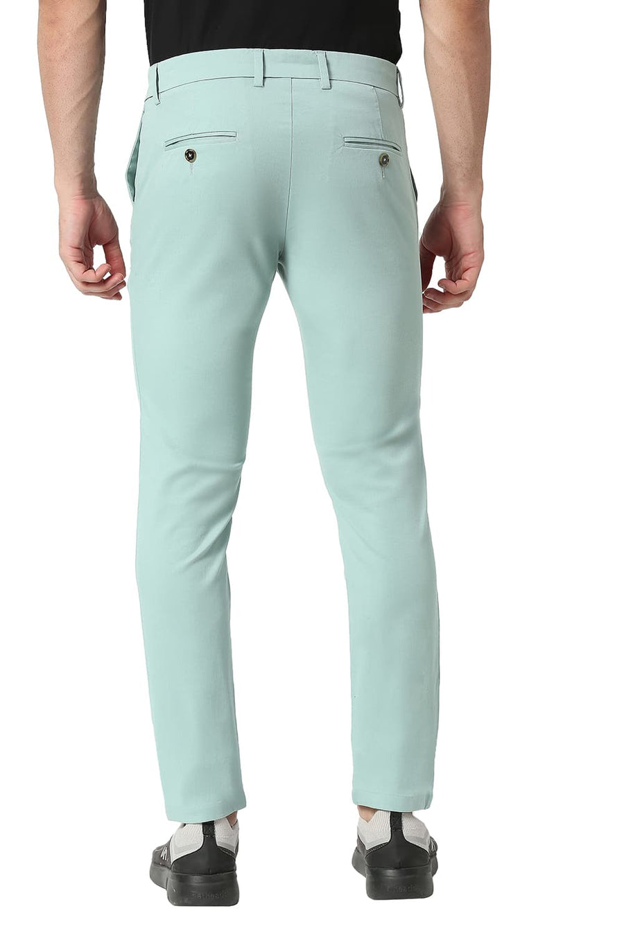 BASICS TAPERED FIT HARBOR GREEN COTTON STRETCH TROUSERS