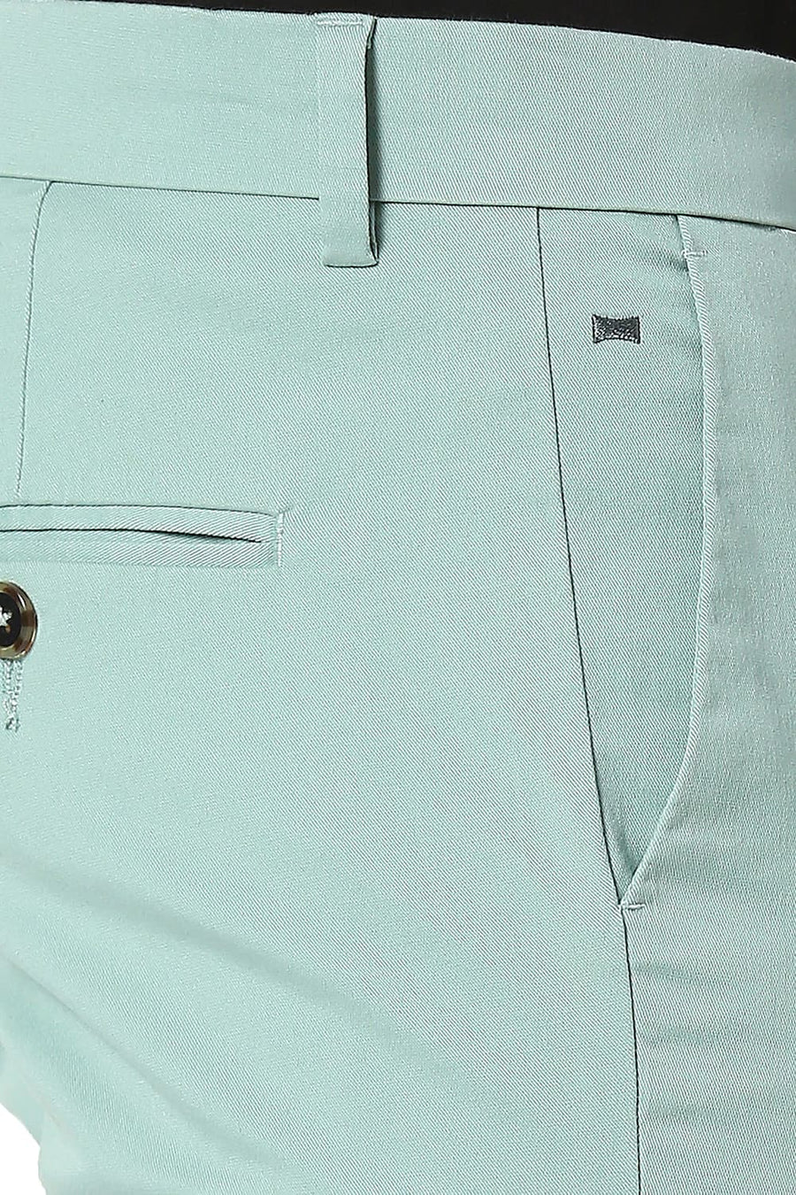 BASICS TAPERED FIT HARBOR GREEN COTTON STRETCH TROUSERS