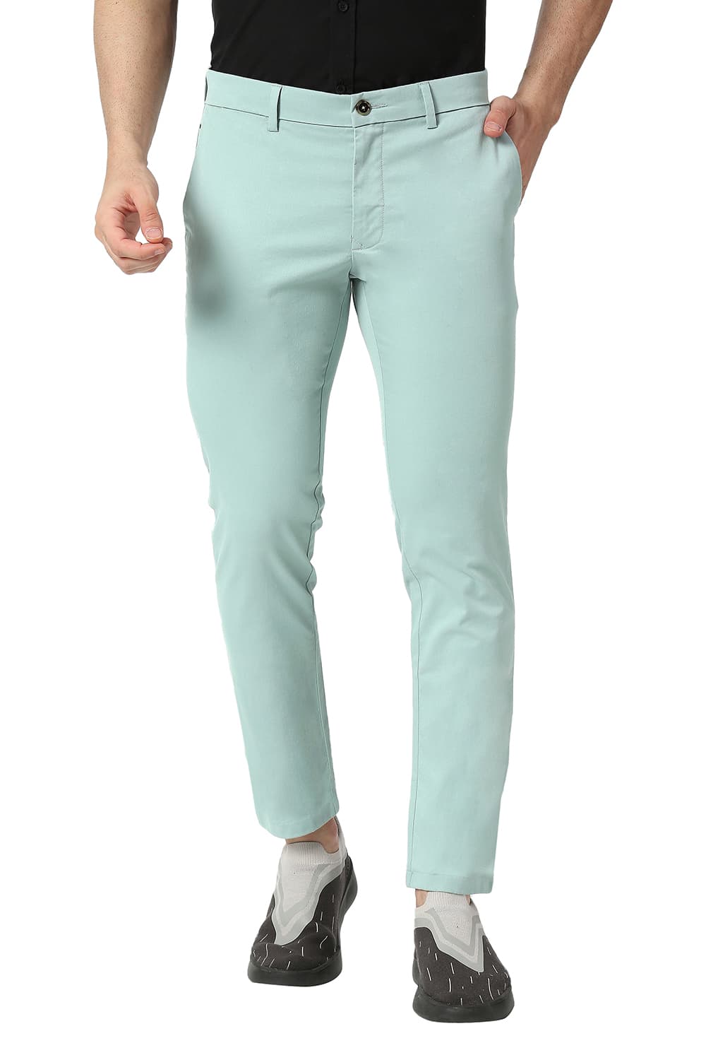 BASICS TAPERED FIT COTTON STRETCH TROUSERS