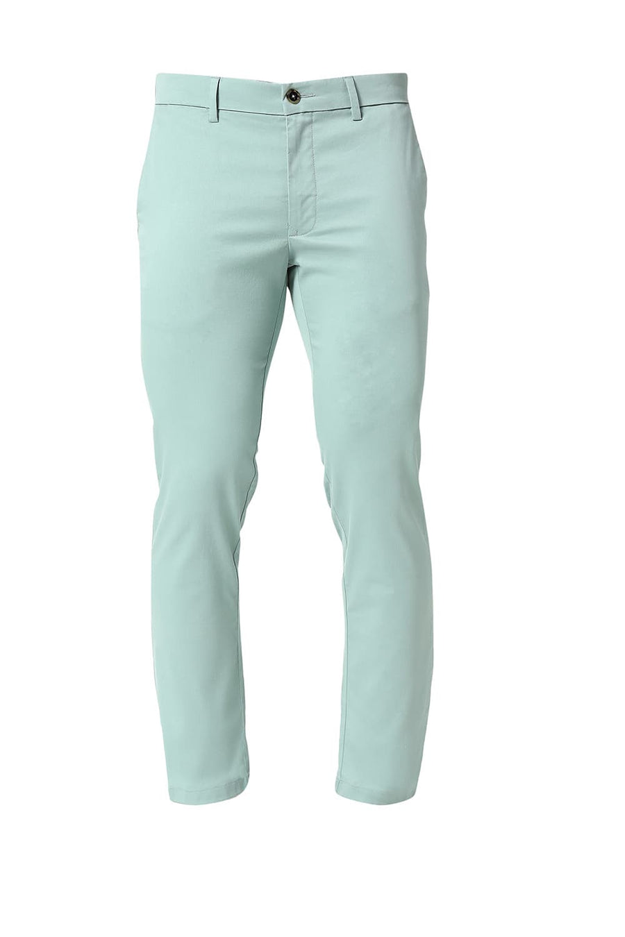 BASICS TAPERED FIT HARBOR GREEN COTTON STRETCH TROUSERS