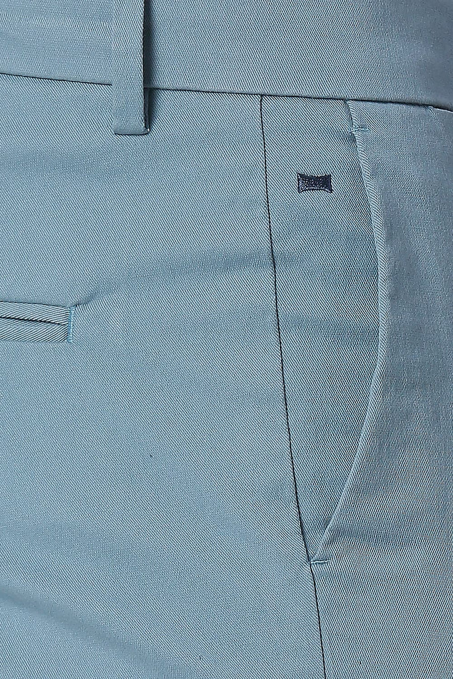 BASICS TAPERED FIT ADRIATIC BLUE COTTON STRETCH TROUSERS