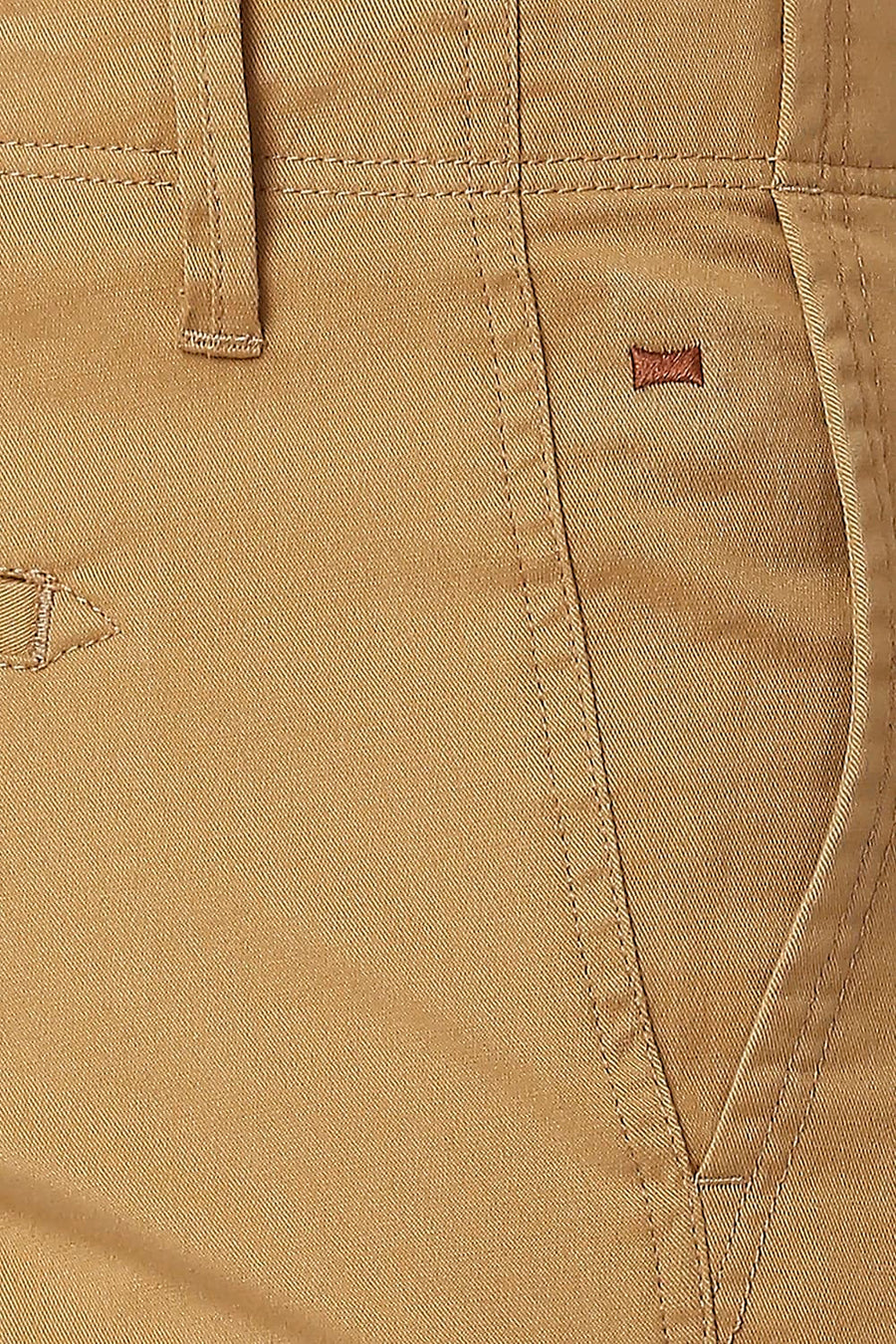 BASICS TAPERED FIT CINNAMON KHAKHI COTTON STRETCH TROUSERS